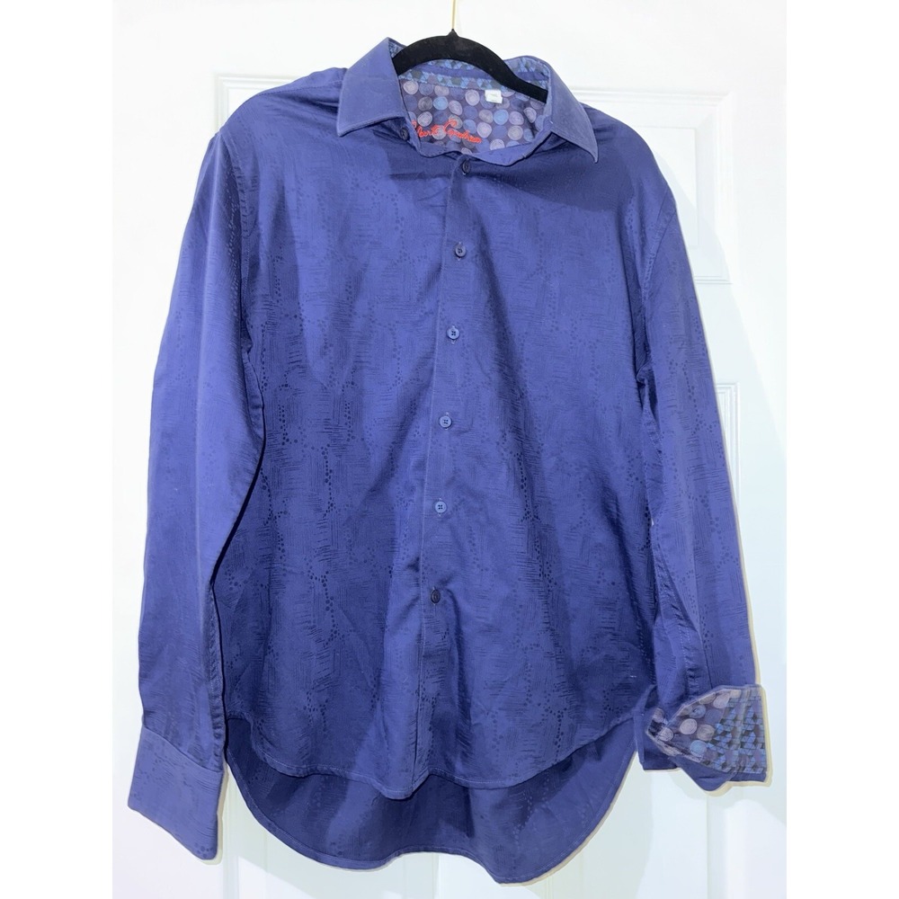 Robert Graham Dark Blue Flip Cuffs‎ Button Up Long Sleeve Dress Shirt L